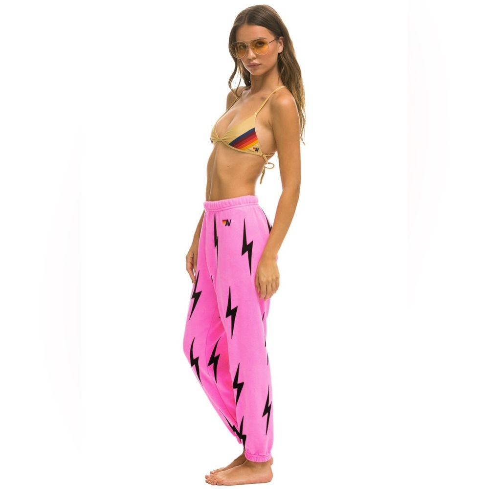 Aviator Nation Pink Lightning Bolt Stitch SweatPants Size XS